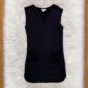 Anthropologie Velvet Graham and Spencer Black Sleeveless Split Neck Tank Dress